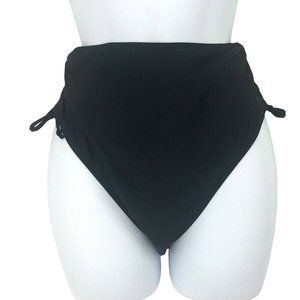 Women’s Black Side Cinch High Waist Bikini Bottom Adjustable Side Height Sz M